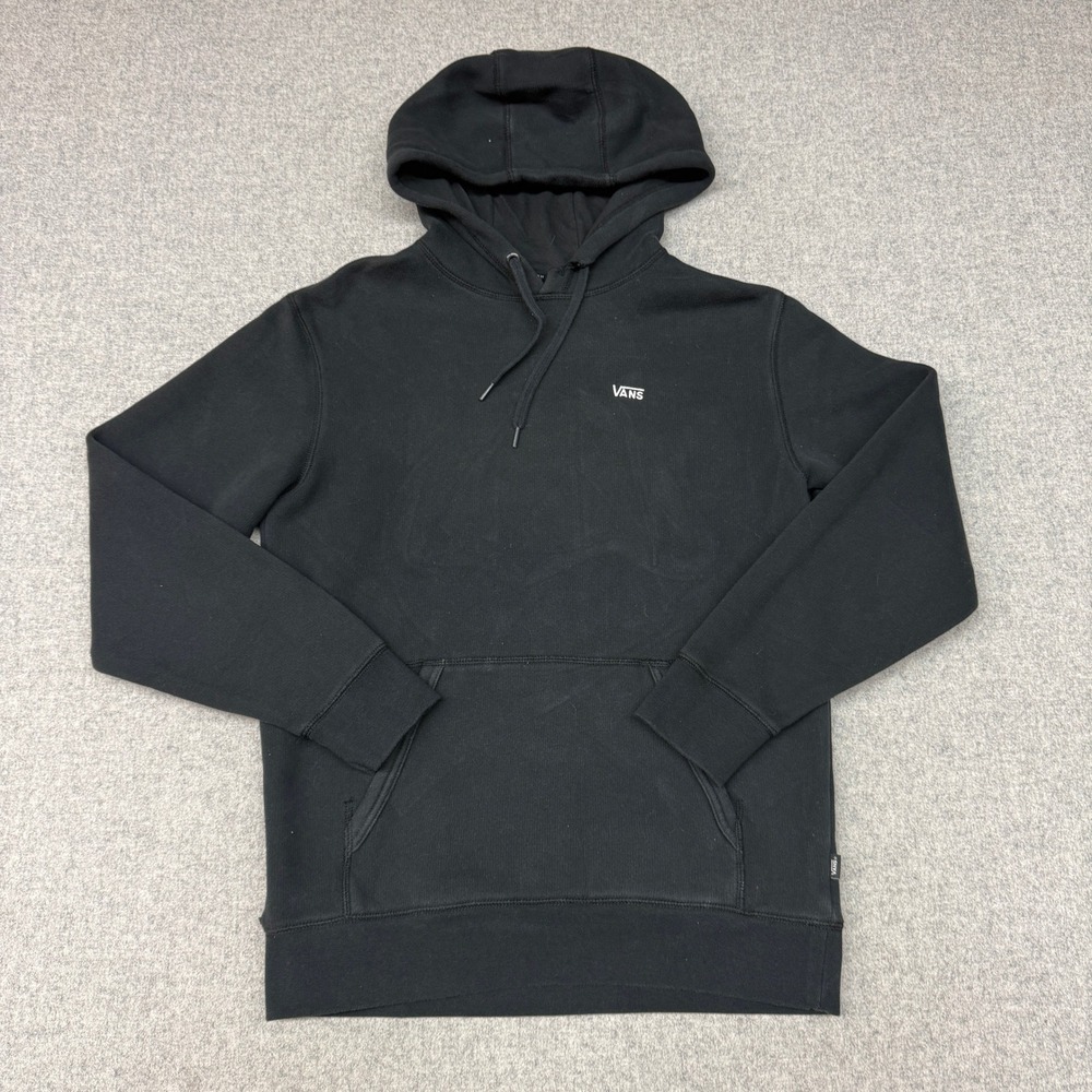 Vans ComfyCush Sweats Pullover Hoodie Medium Black Embroidered Logo Pocket